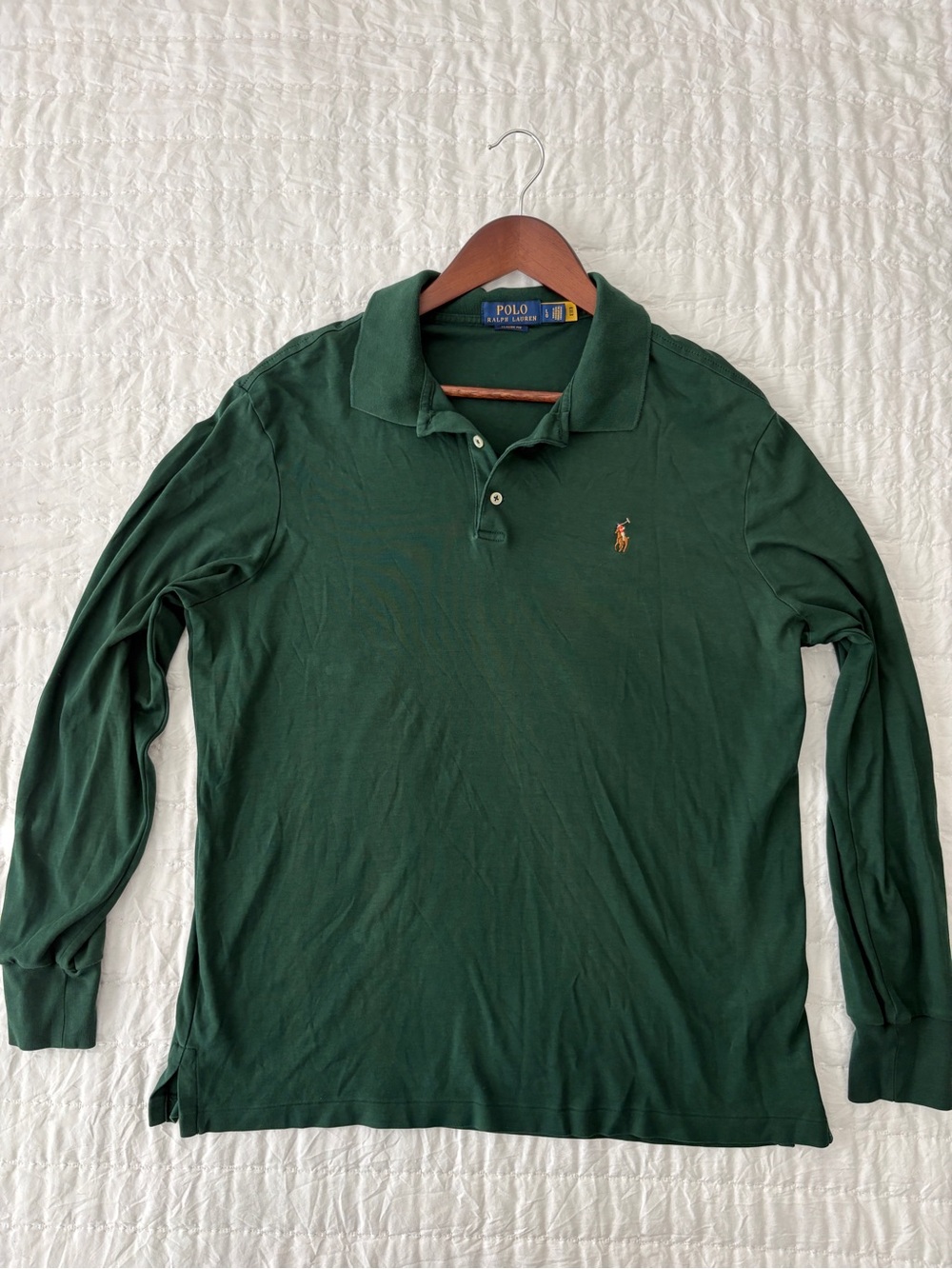 Ralph Lauren Men’s Long-Sleeve Polo - Dark Green with Gold Pony